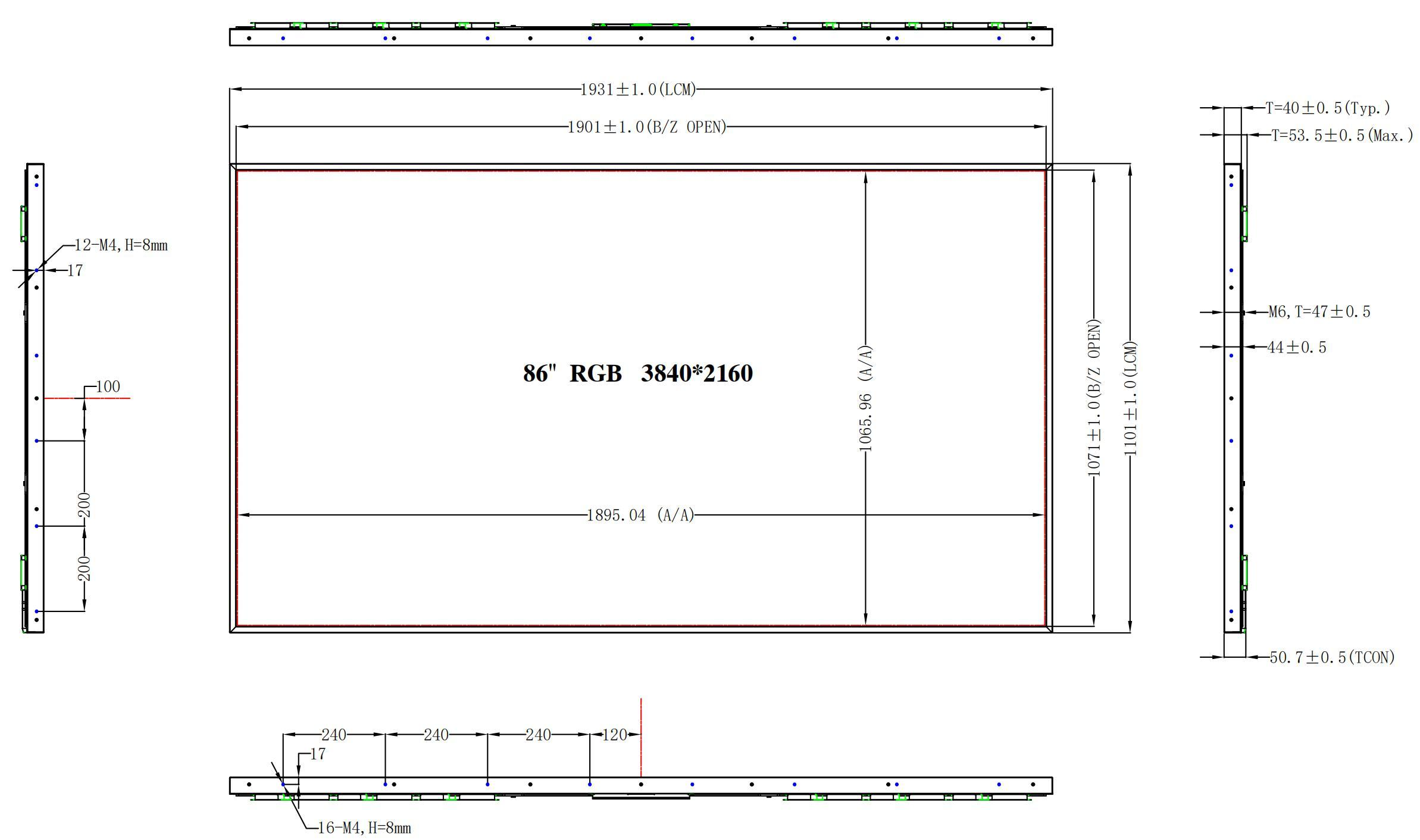 YZ860MBU20-V1 original dimensions from model PDF