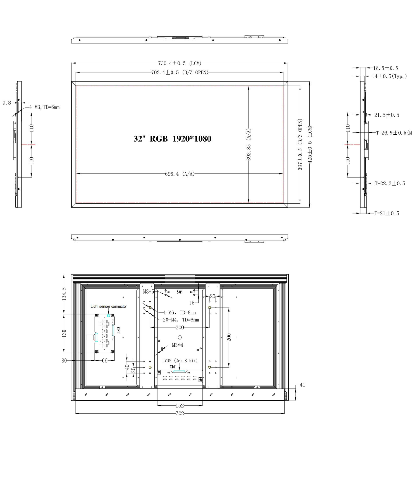 YZ320MEH10H-V0 original outline, PDF p4