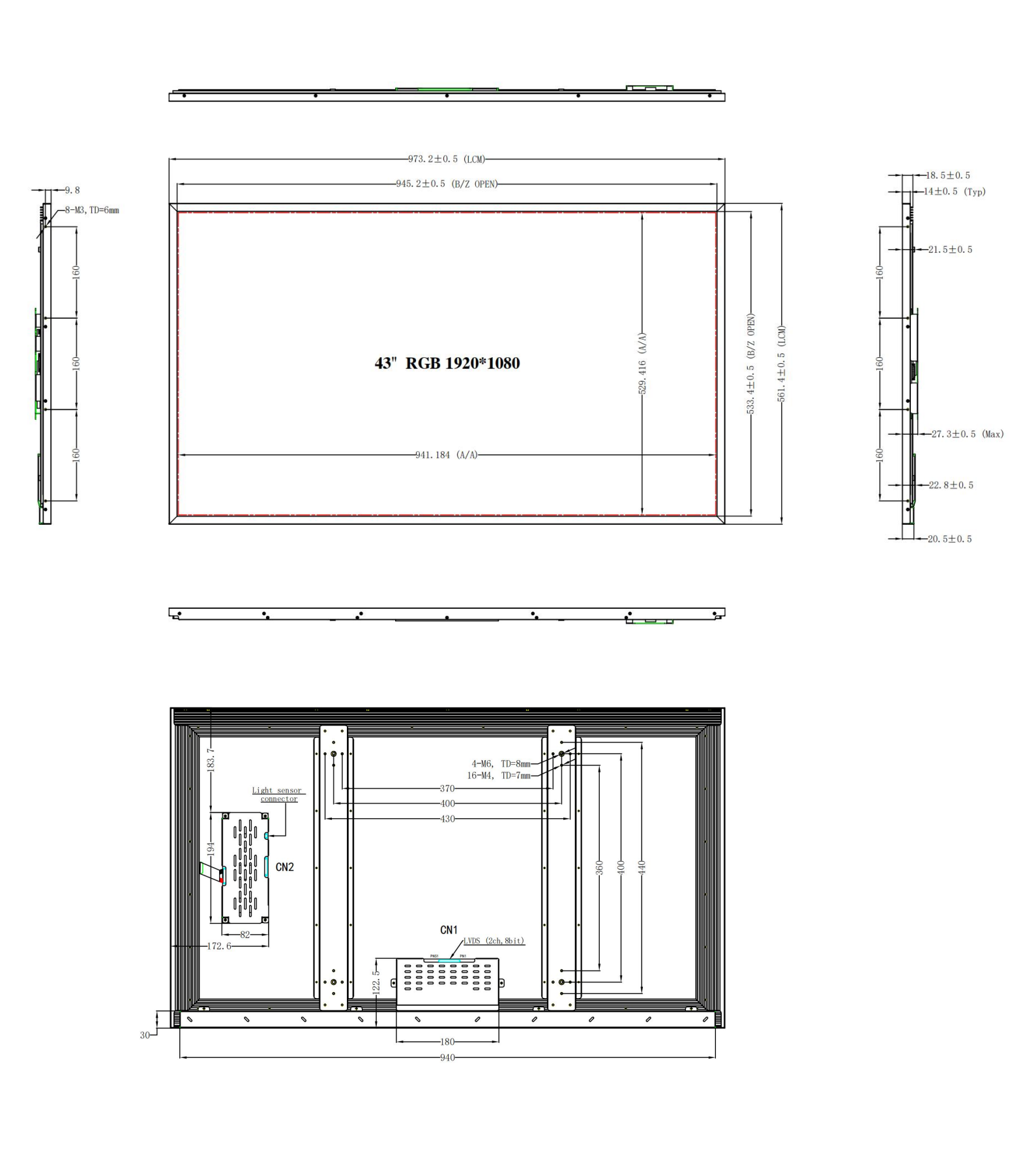 YZ430MEH15-V1 original outline and mounting drawing from PDF page 4