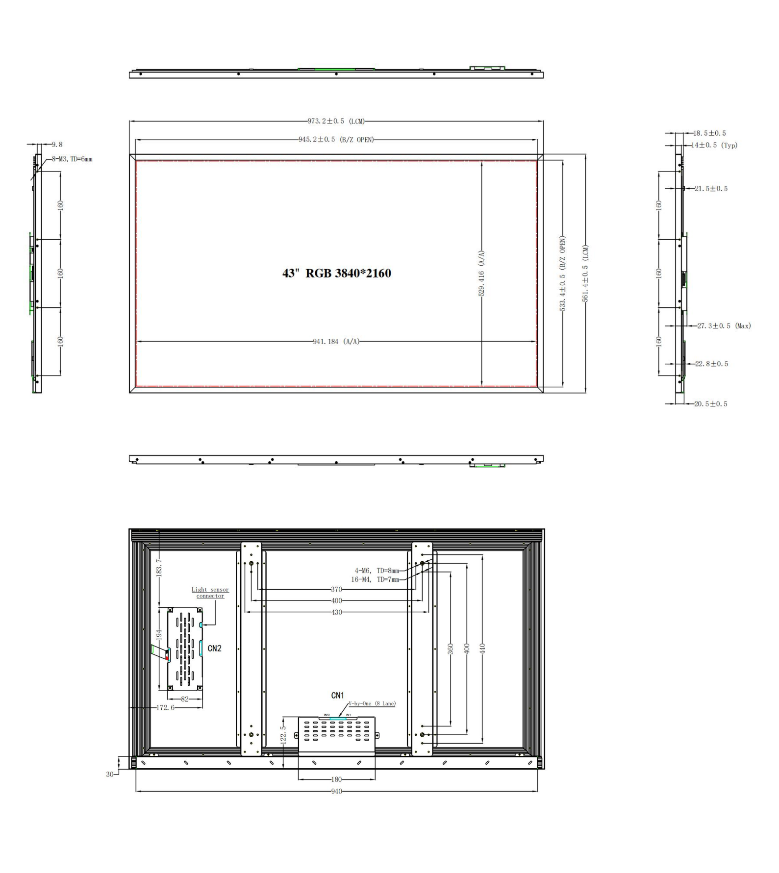 YZ430MEU15-V1 original outline and mounting drawing from PDF page 4