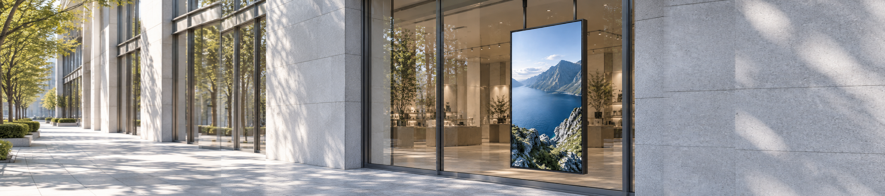 Retail window display in daylight; application concept visual